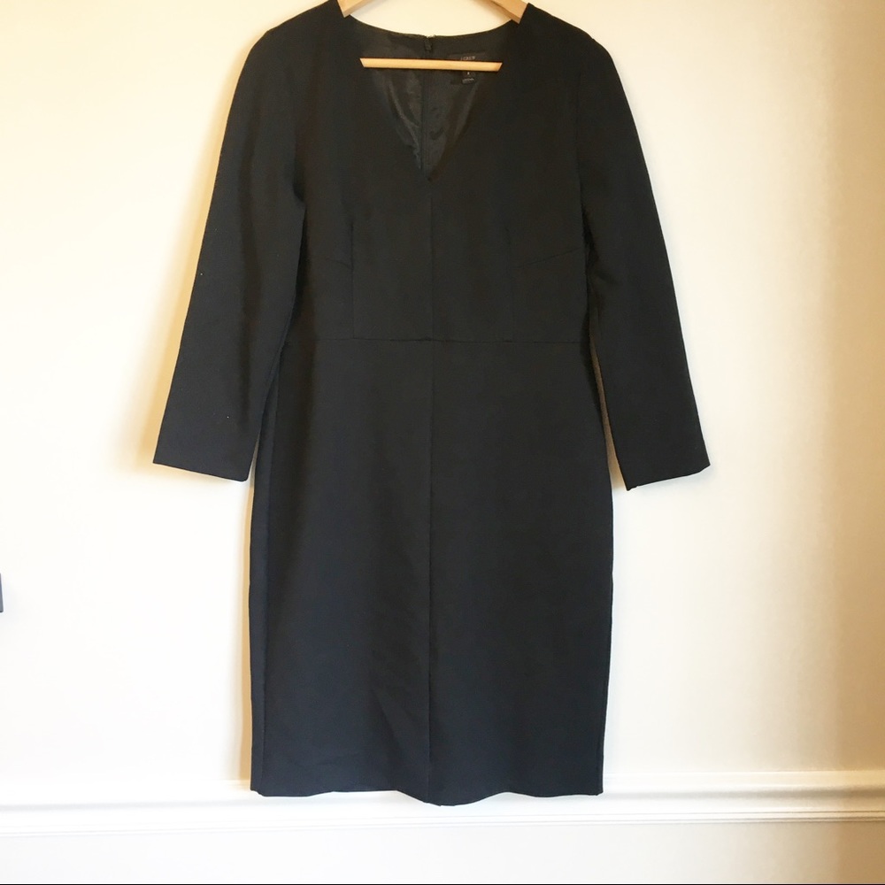 J. Crew Black Long Sleeve Sheath Dress